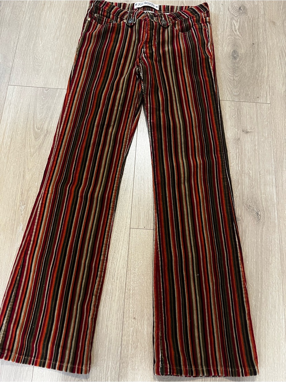 Joe Boxer Red, Brown & Black Striped Corduroy Flare Pants